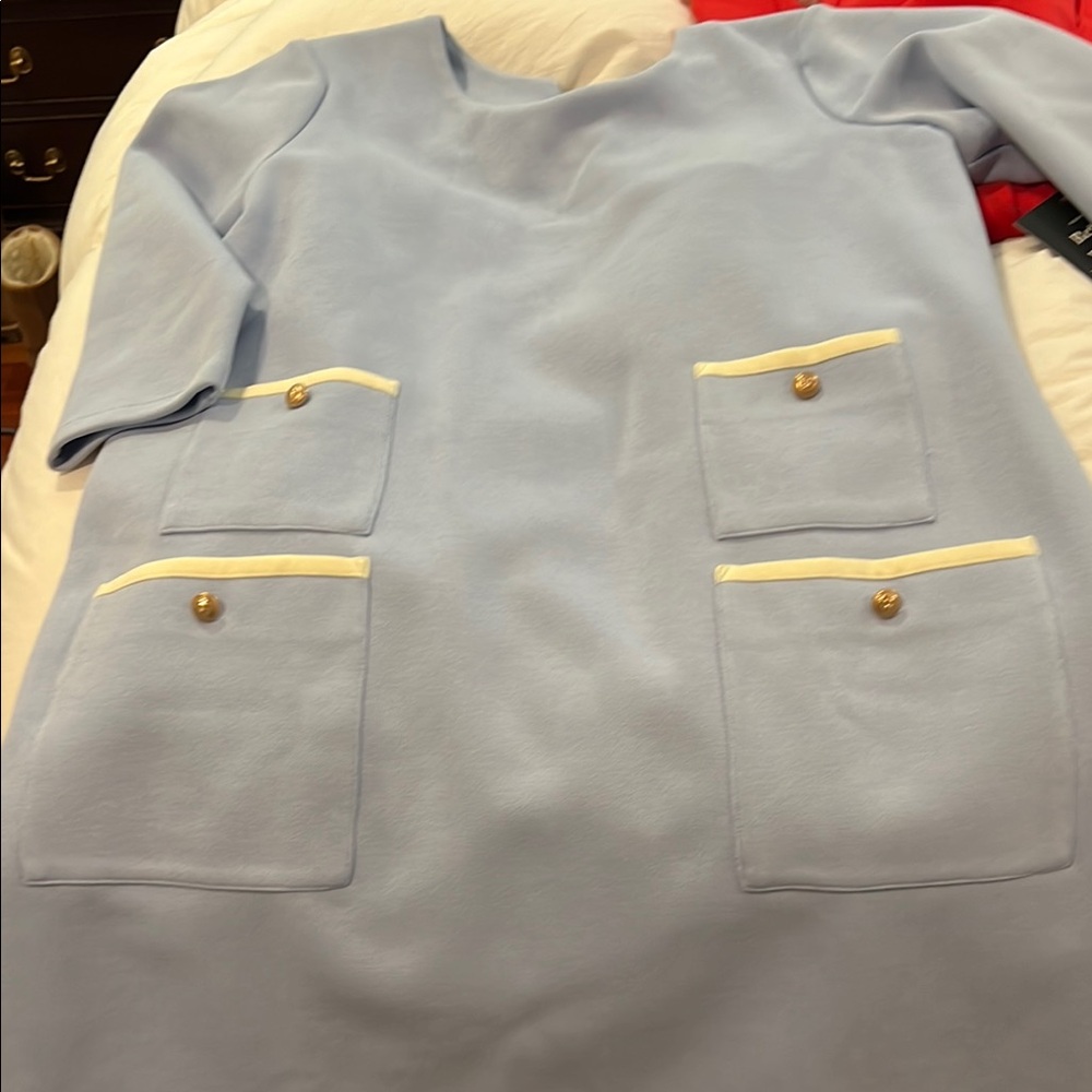 Tuckernuck Blue Sheath Dress Long Sleeve Crew Neck